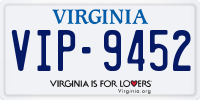 VA license plate VIP9452