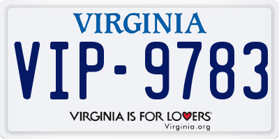VA license plate VIP9783