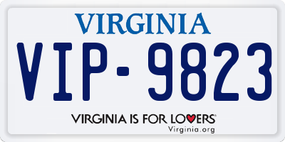 VA license plate VIP9823