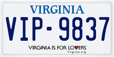 VA license plate VIP9837