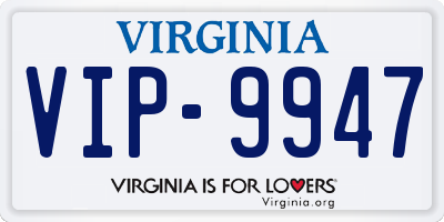 VA license plate VIP9947