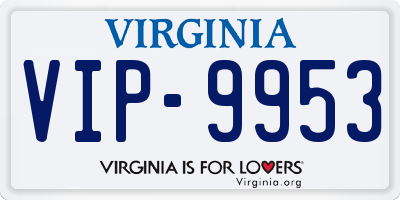 VA license plate VIP9953