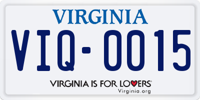 VA license plate VIQ0015