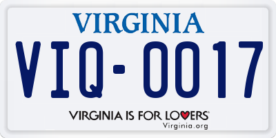 VA license plate VIQ0017