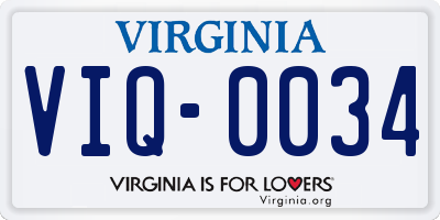 VA license plate VIQ0034