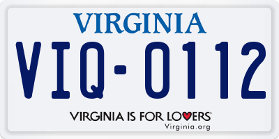VA license plate VIQ0112