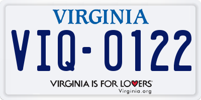 VA license plate VIQ0122