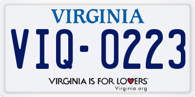VA license plate VIQ0223
