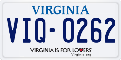 VA license plate VIQ0262
