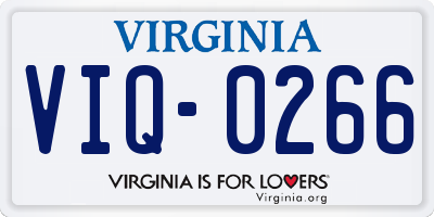 VA license plate VIQ0266