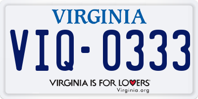 VA license plate VIQ0333