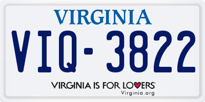 VA license plate VIQ3822