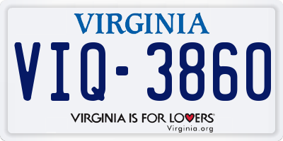 VA license plate VIQ3860