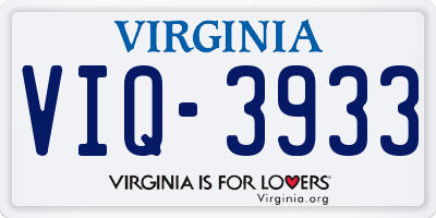 VA license plate VIQ3933