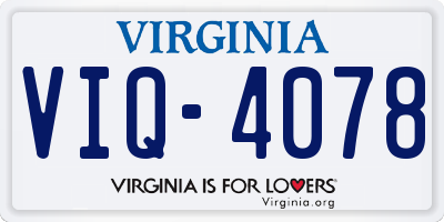 VA license plate VIQ4078