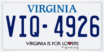 VA license plate VIQ4926