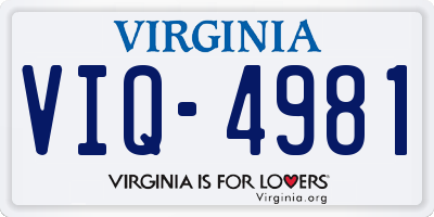 VA license plate VIQ4981