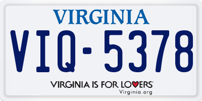 VA license plate VIQ5378