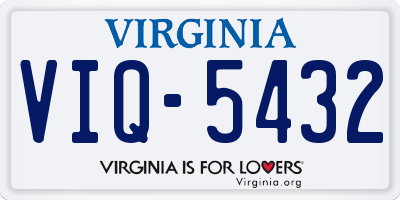 VA license plate VIQ5432