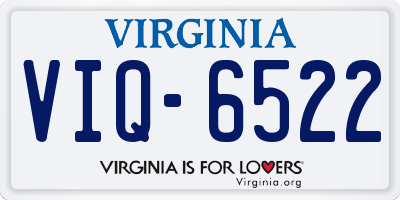 VA license plate VIQ6522