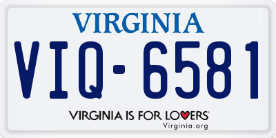 VA license plate VIQ6581
