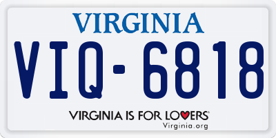 VA license plate VIQ6818