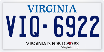 VA license plate VIQ6922