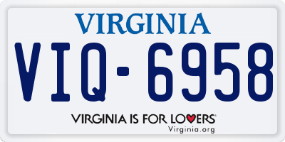 VA license plate VIQ6958