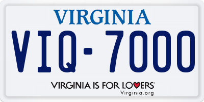 VA license plate VIQ7000