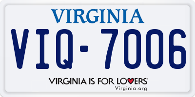 VA license plate VIQ7006