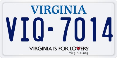 VA license plate VIQ7014