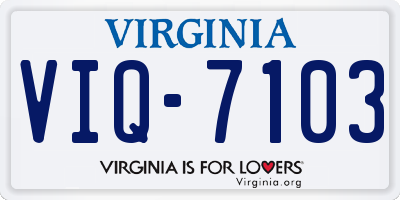 VA license plate VIQ7103