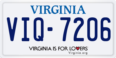 VA license plate VIQ7206
