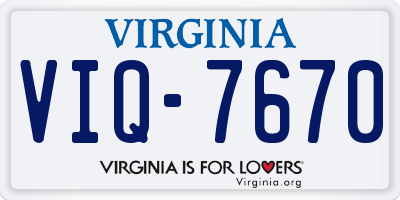 VA license plate VIQ7670