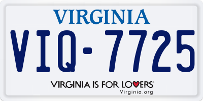VA license plate VIQ7725