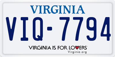 VA license plate VIQ7794