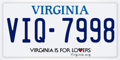 VA license plate VIQ7998