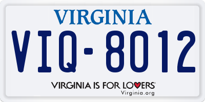 VA license plate VIQ8012