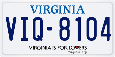VA license plate VIQ8104