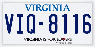 VA license plate VIQ8116
