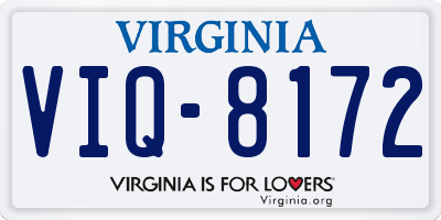 VA license plate VIQ8172