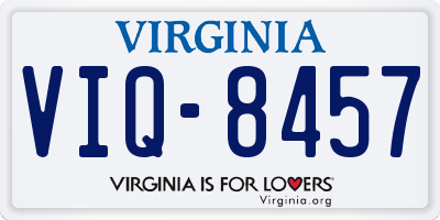 VA license plate VIQ8457