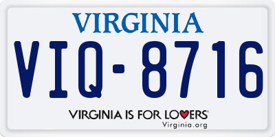 VA license plate VIQ8716