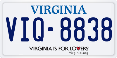 VA license plate VIQ8838