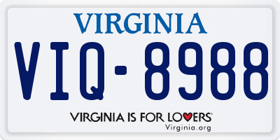 VA license plate VIQ8988