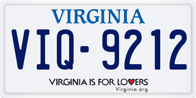 VA license plate VIQ9212