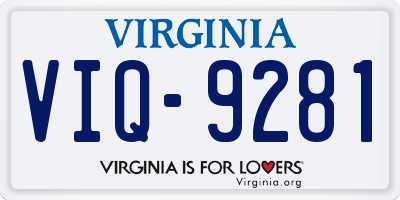 VA license plate VIQ9281