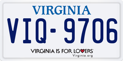 VA license plate VIQ9706