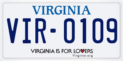 VA license plate VIR0109