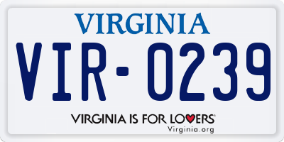 VA license plate VIR0239